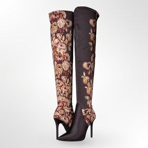 NWB Jessica Simpson loring boots 6M over the knee textile upper floral print